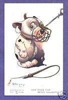 S6796 Bonzo by Studdy dog postcard gets in trouble  
