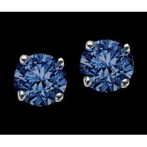   carats blue diamond stud earrings round ear ring 