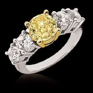   25 ct. yellow canary diamonds 5 stone ring gold new 
