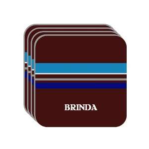 Personal Name Gift   BRINDA Set of 4 Mini Mousepad Coasters (blue 