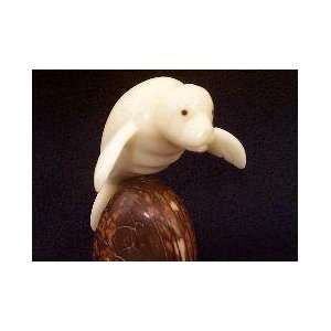  Ivory Manatee Tagua Nut Figurine Carving, 2.6 x 2 x 1.6 