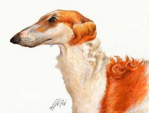 Original Oil DOG Portrait Painting Art BORZOI Artwork  