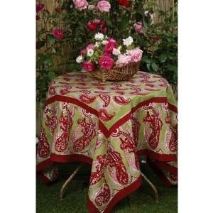  Paisley Green Red Tablecloth Size 71 x 71