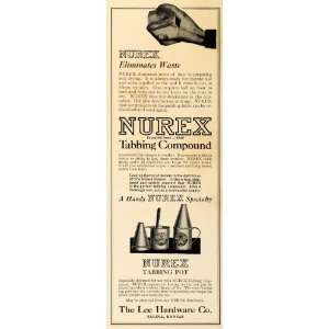 1921 Ad Nurex Tabbing Compound Pot Hardware Glue Bind   Original Print 