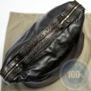 Bottega Veneta Crocodile Accented Leather Tote Handbag  