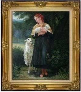   Hand Painted Oil Painting Repro Bouguereau the Shepherdess  
