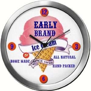 EARLY 14 Inch Ice Cream Metal Clock Quartz Movement  