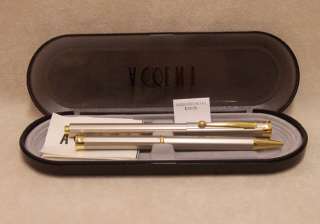 NEW IN BOX SET OF ROLLER AND BALL POINT PENS SILVERTONE  
