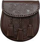 new celtic pattern 3 tassels brown kilt sporran belt returns