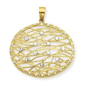  14K & Rhodium Cut Out East/West Oval Pendant Jewelry