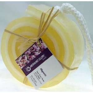  Handmade Magnolia Swiss Roll Soap on a Rope Beauty