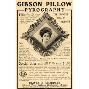   Chandler Gibson Pillow Pyrography   Original Print Ad