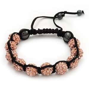  Peach Coloured Swarovski Crystal Balls Shamballa Bracelet 