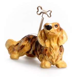 Dachshund Long Hair Hand Crafted Picture Holder   Yellow 