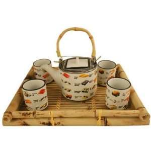  5 Piece Contemporary Sushi Art Decor Porcelain tea set 5 