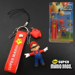 6pcs Super Mario Mini Figure Cell Phone Strap Set  