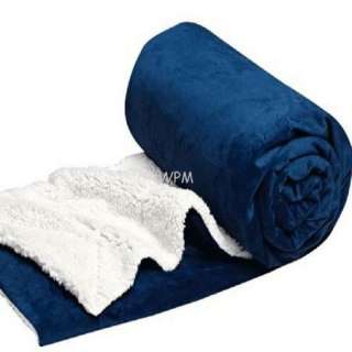 Queen Sherpa blanket super soft blue reversible Winter blankets 