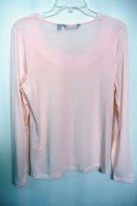NWOT DIALOGUE lg slv pleated scoop neck knit TOP S pink  