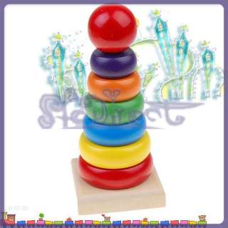 Safety Wooden Infant Educational Stacking Pyramid Toy  