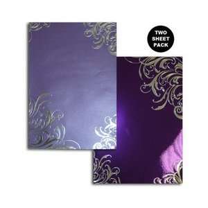  Reflective/Pearl Cardstock 8X12 2/Pkg Swirls Purple With Silver 