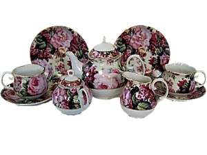 English Rose Pattern, Fine China Childrens Princess Tea Party Tea Set 