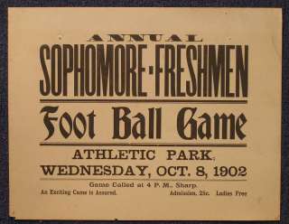 Vintage Football Broadside Vermont Intramurals 1902  