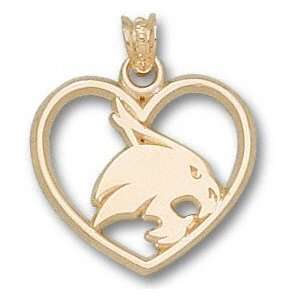   State Bobcats Solid 10K Gold Supercat Heart Pendant