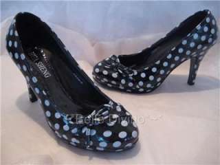 Black White Red Patent Spotty Bow Shoe 3 4 5 6 7 8 Polka Dot Court 