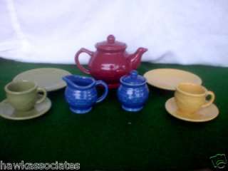 Tea Party Set Pot Cream Sugar Cups Saucers Plates Longaberger Woven 