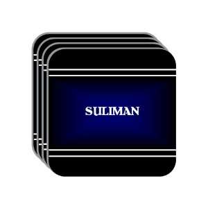 Personal Name Gift   SULIMAN Set of 4 Mini Mousepad Coasters (black 