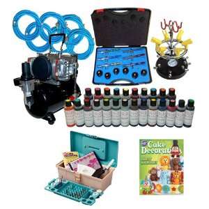  Complete 6 Station Professional Airbrush Cake Decorating System Kit 