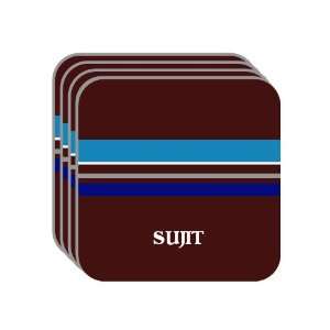 Personal Name Gift   SUJIT Set of 4 Mini Mousepad Coasters (blue 
