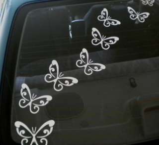 LARGE WHITE Swirl Butterfly Wall Car Decals Removable  