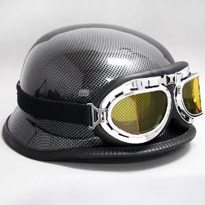 Approved German Style Carbon Fiber Look Half Helmet ( Adult L ) & WWII 