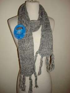 Neck wrap winter scarf Knitted soft braided gray white  