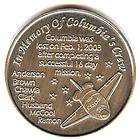 N107 NASA SPACE COIN / MEDAL, IN MEMORY of COLUMBIA, STS 107