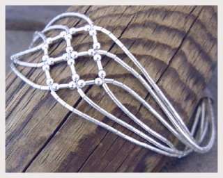 Hand Strung Plain Sterling Silver Basket Weave Bracelet  