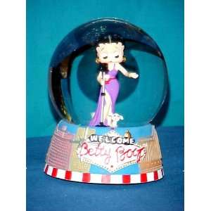 Betty Boop singing with her dog Pudgey Welcome sign globe music box 