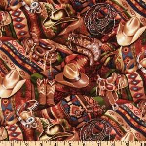  45 Wide Aztec Cowboy Toss Brown Fabric By The Yard Arts 