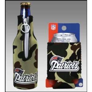   OF 2 NEW ENGLAND PATRIOTS CAMO BOTTLE & CAN KOOZIES