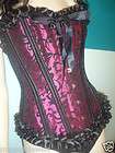   Boned Strapless Corset Front Busk Closure Lace up Back + Thong M