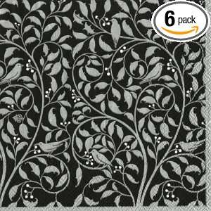  Ideal Home Range Willow Birds, Black Silver Lunch Napkin 