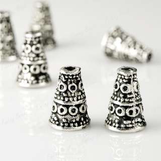 100Pcs Tibetan Silver Bali Style Bead End Caps TS0059  