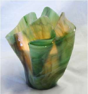 Green Rainforest Pearl Opal Glass Vase Candle  
