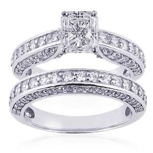   Radiant Cut Diamond Wedding Rings Set FLAWLESS Fascinating Diamonds