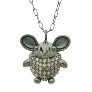   Mouse Big Ears Charm Pendant with Fancy Color Diamonds Jewelry