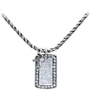    Oxidized Sterling Silver Stigma Gem Cross ID Tag Necklace Jewelry
