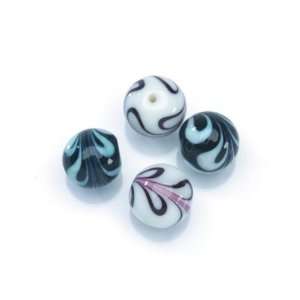   Darice(R) 14mm Porcelain Beads   4PK/Black & White Arts, Crafts