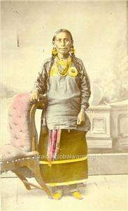Photo ca 1878 Kansa Indian Woman tinted  
