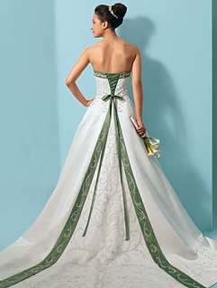 High Quality NEW White satin embroider lace up back wedding dress Free 